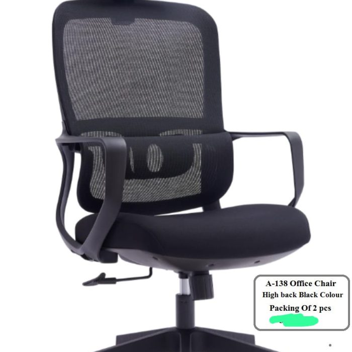 A-138 Ergonomic High Back Mesh Office Chair – Black (Pack of 2)