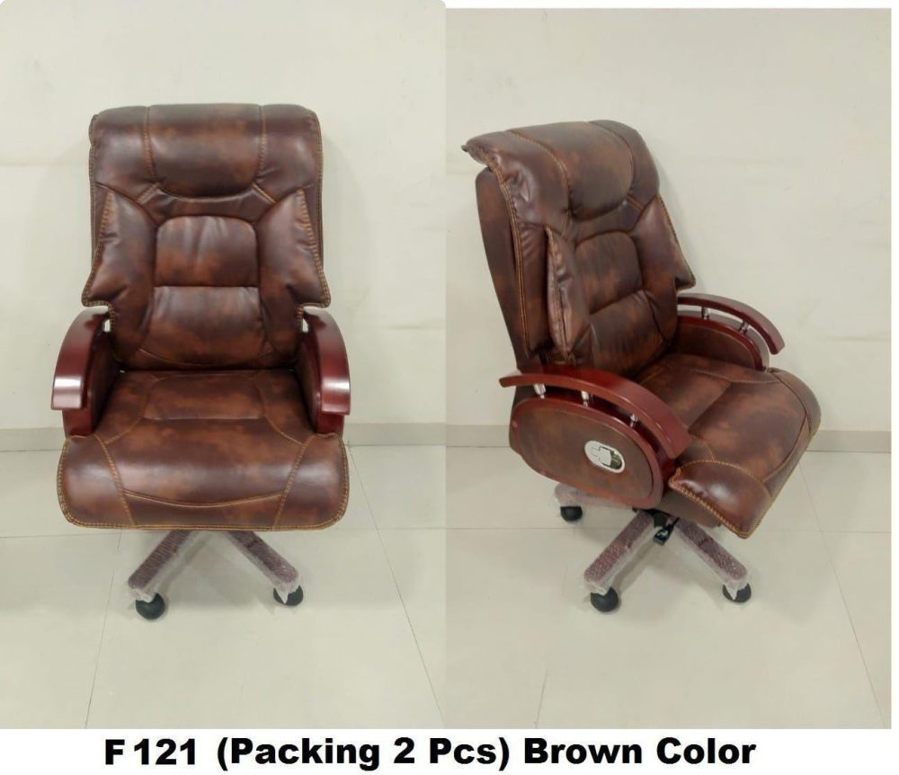 F121 Premium Executive Office Chair – Brown Leatherette (Set of 2)