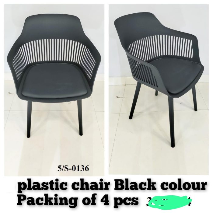 5/S-0136 Modern Plastic Armchair – Black (Set of 4)