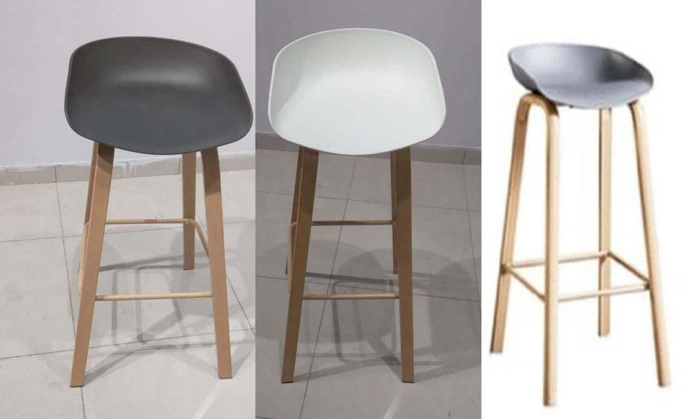 Modern Scandinavian Bar Stool with Wooden Legs – Multiple Colors