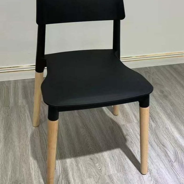 Minimalist Modern Dining Chair – Black Seat with Wooden Legs