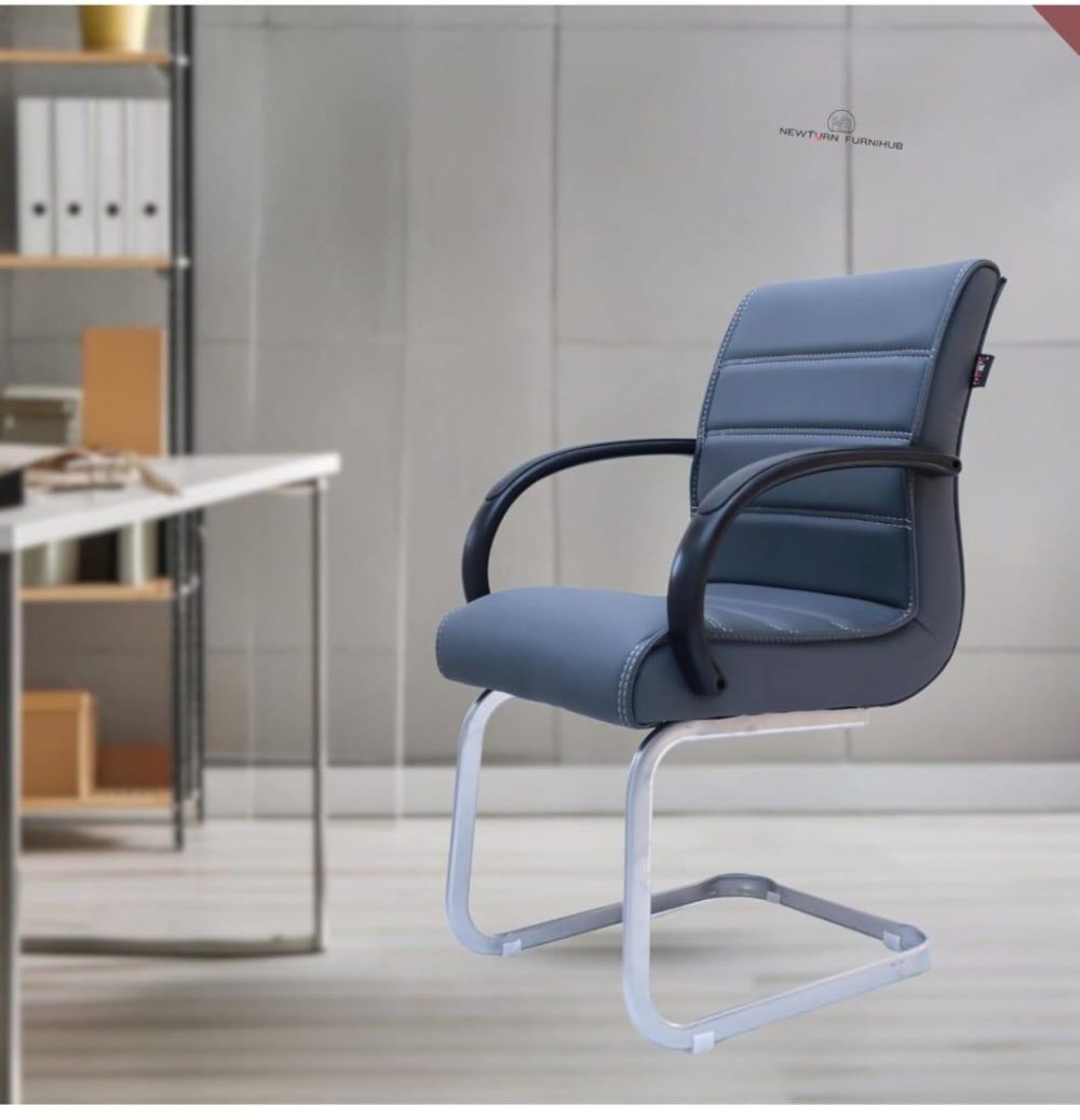 Modern Visitor Office Chair with Cushioned Seat & Sleek Cantilever Base – Slate Grey
