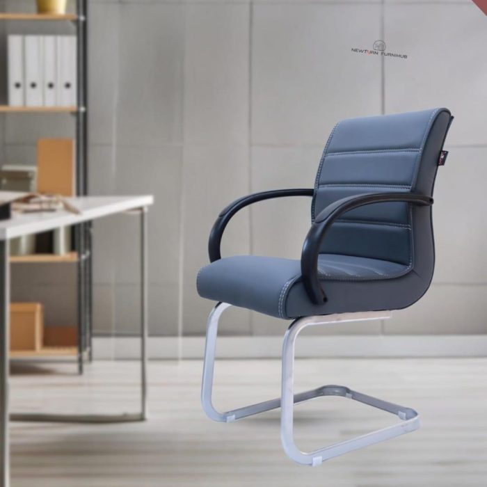 Modern Visitor Office Chair with Cushioned Seat & Sleek Cantilever Base – Slate Grey