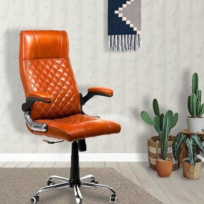 Luxura™ Premium High-Back Leatherette Office Chair – Cognac Tan