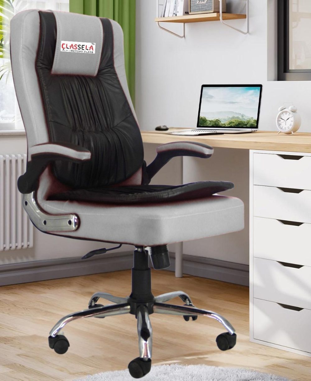Classela Premium Ergonomic Executive Office Chair – High Back, Adjustable Armrests, Padded Seat, Grey & Black