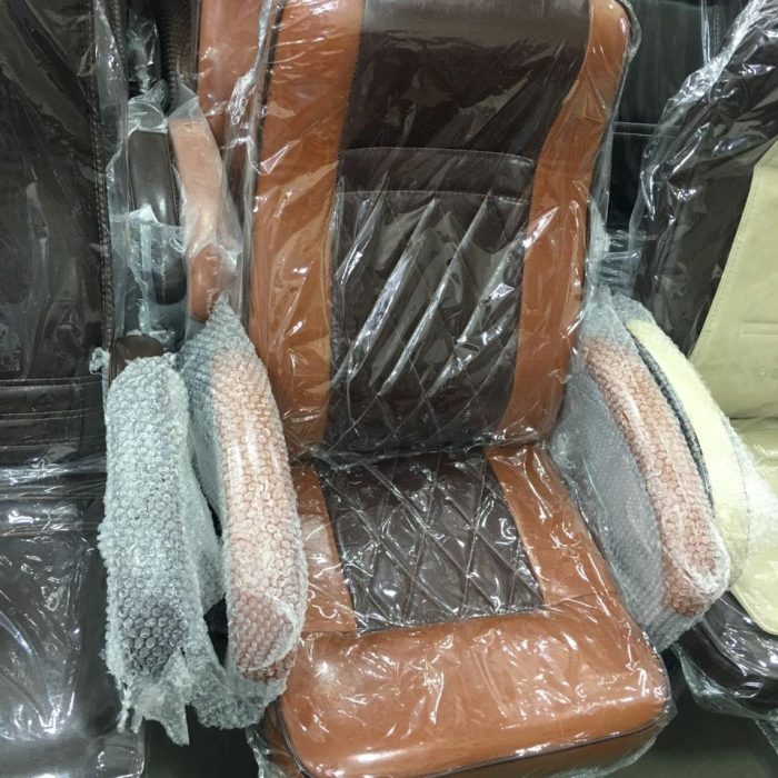 Classela Premium Diamond-Stitch High-Back Office Chair – Dual-Tone Brown & Tan, Faux Leather Finish (Packed Unit)