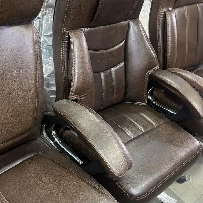 Classela Premium Executive Office Chair – Rich Chocolate Brown Leatherette, High-Back with Padded Armrests & Contoured Lumbar Support