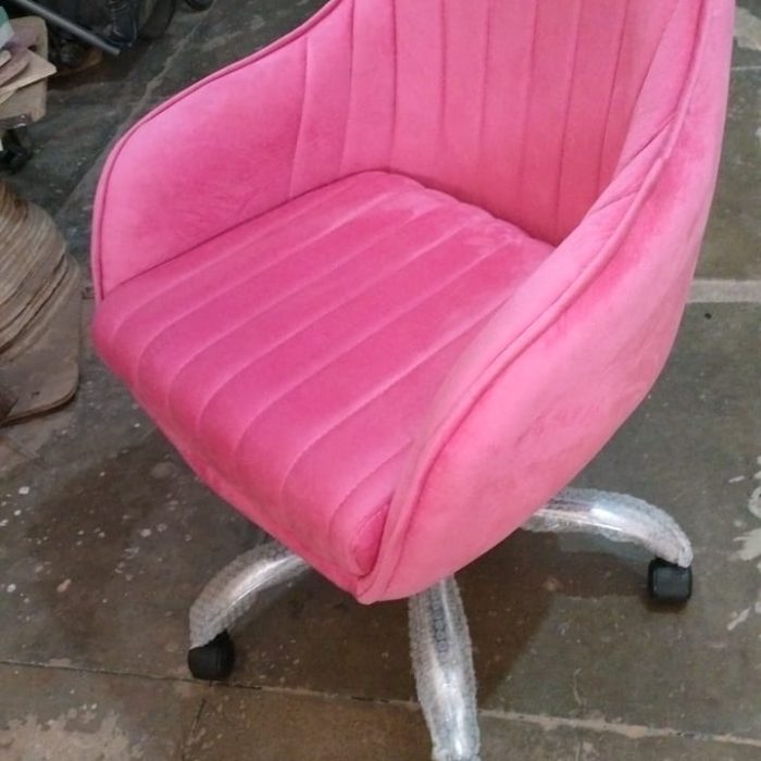 Modern Velvet Swivel Chair – Pink Barrel Design with Rolling Base