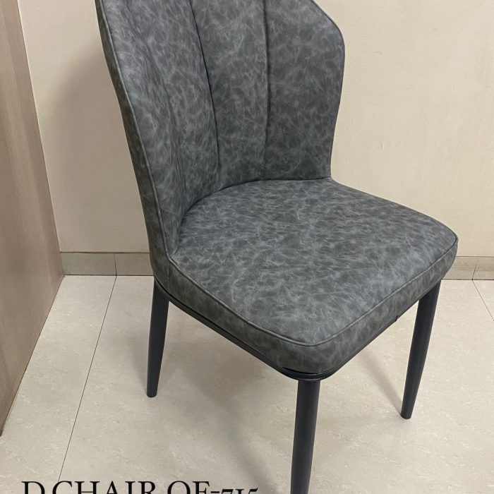 D.CHAR QF-715 Grey Faux Leather Dining Chair – Modern Elegance with Sleek Black Legs