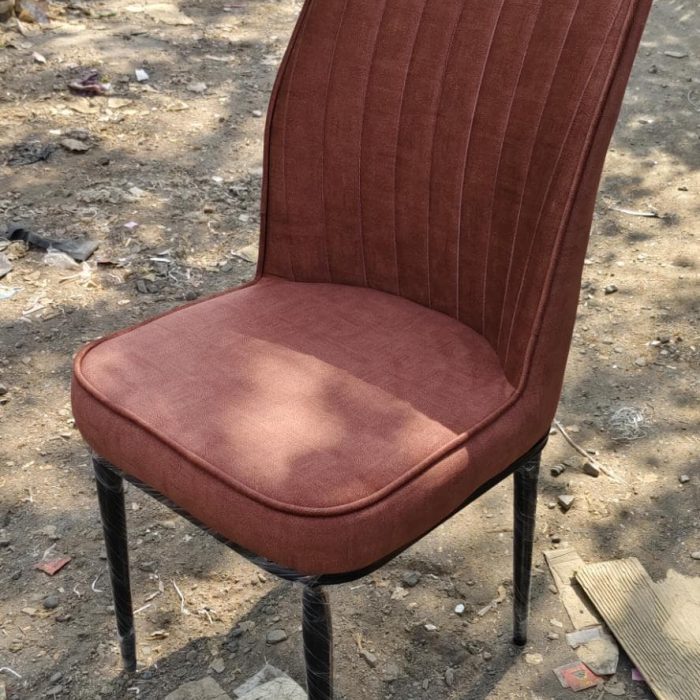 Rust Upholstered Dining Chair with Vertical Stitching – Modern Accent Seating