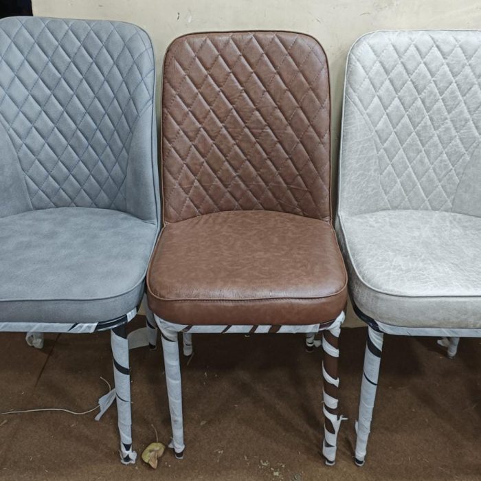 Diamond-Stitch Upholstered Dining Chair – Set of 3 Color Variants (Grey, Brown, White)