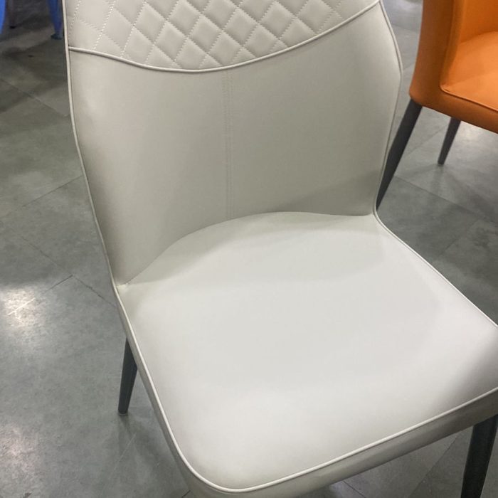 Modern White Diamond-Stitch Dining Chair