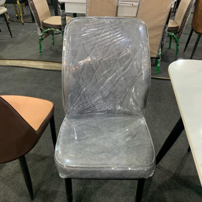 Contemporary Grey Diamond-Stitch Dining Chair