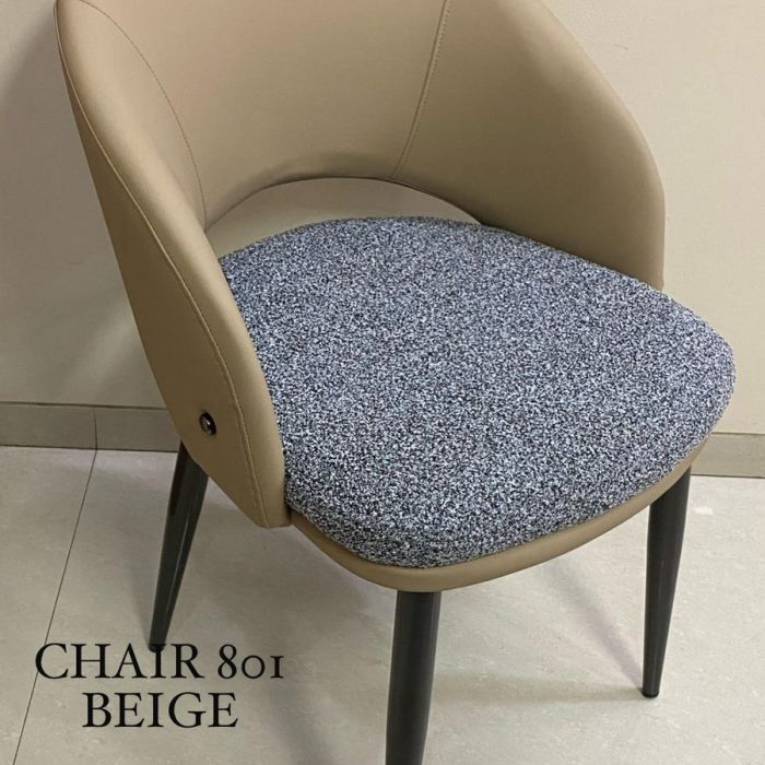 Chair 801 – Beige & Grey Textured Accent Chair