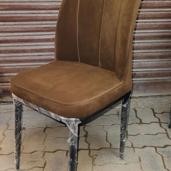 Suede Finish High-Back Dining Chair – Coffee Brown