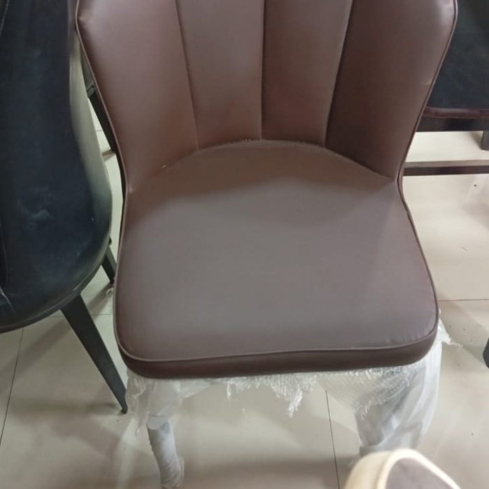 Contemporary PU Leather Dining Chair with Panel-Stitched Backrest – Mocha Brown