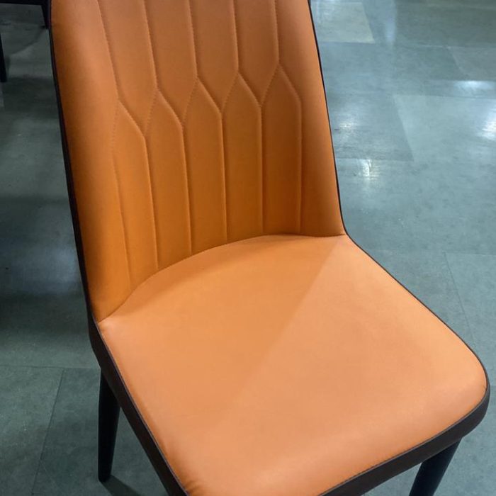 Modern PU Leather Dining Chair with Dual-Tone Upholstery – Burnt Orange & Brown