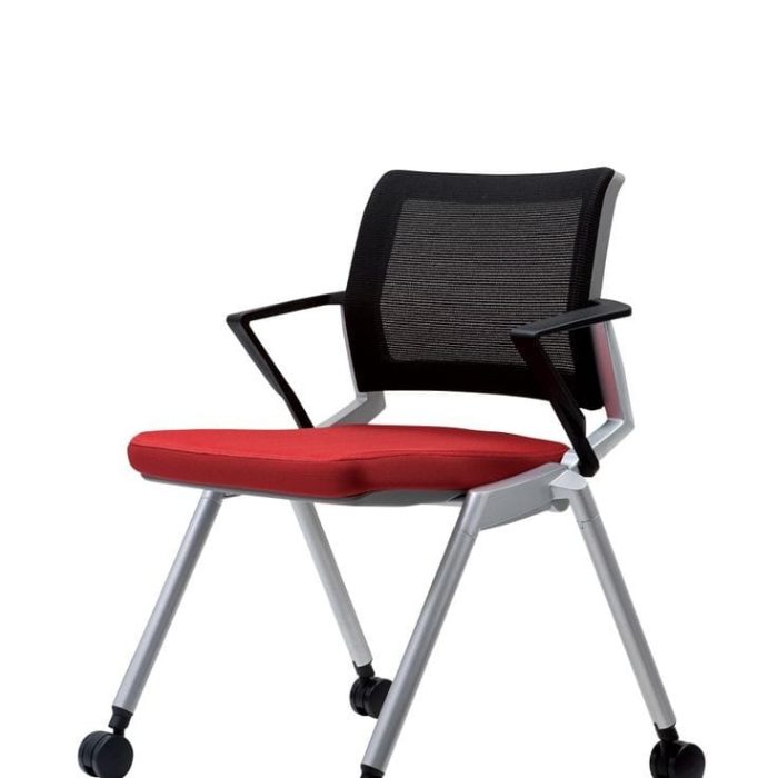 FlexiMove Mesh Training Chair – Red Seat with Black Arms & Wheels