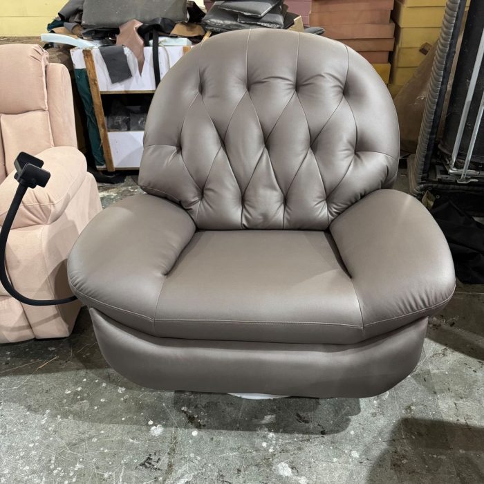 Lux Comfort Tufted Leather Recliner Chair – Mocha Brown