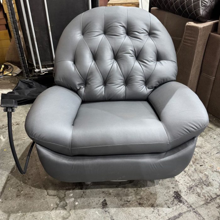 Premium Tufted Leather Recliner Chair with Remote Control – Charcoal Grey