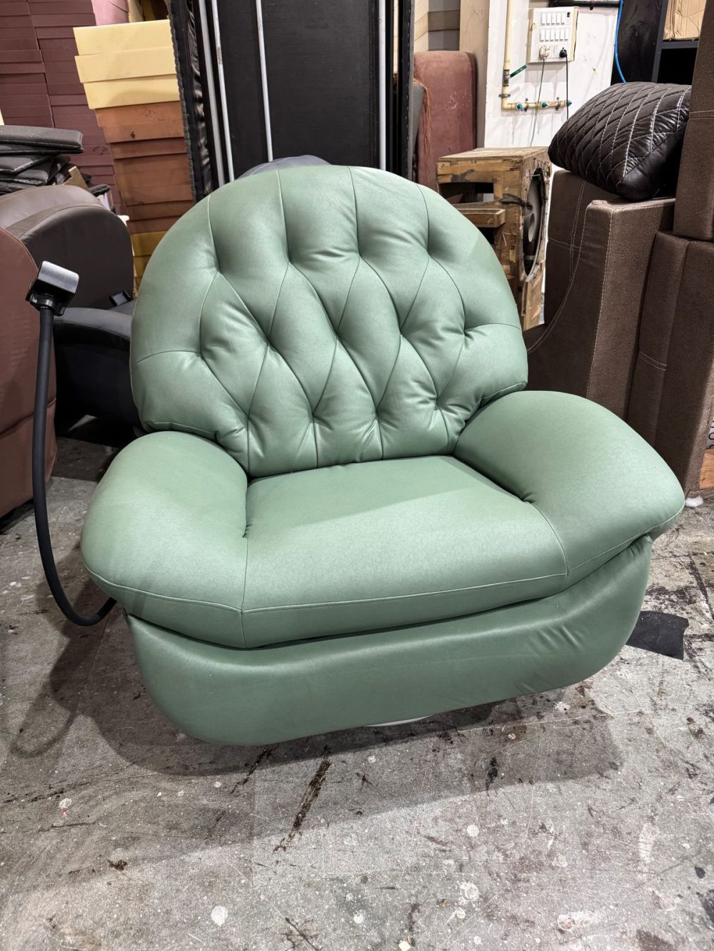 Plush Luxe Recliner Chair – Sage Green Faux Leather
