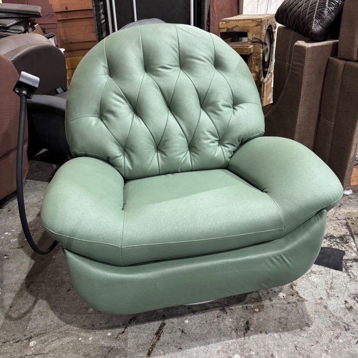 Plush Luxe Recliner Chair – Sage Green Faux Leather