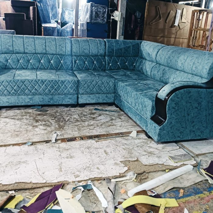 Premium L-Shaped Designer Sofa (6-Seater) – Teal Blue