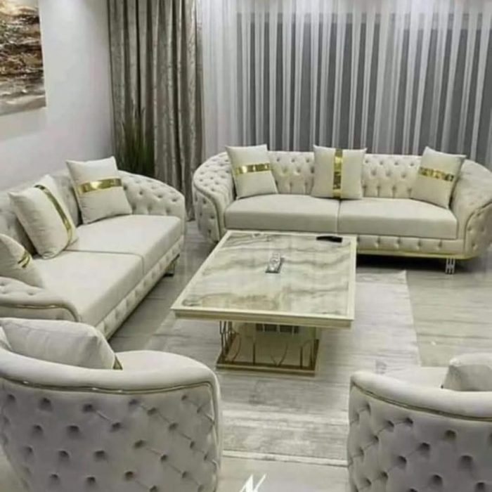 Contemporary 3-Seater Sofa in Cream with Black Piping – Ultra Plush Design