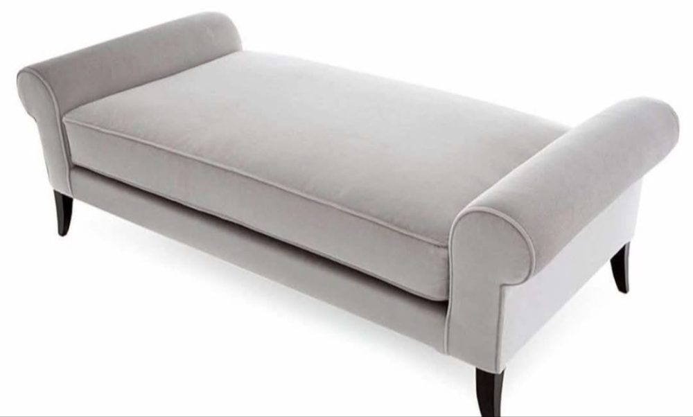 Modern Rolled Arm Chaise Lounge – Light Grey Velvet