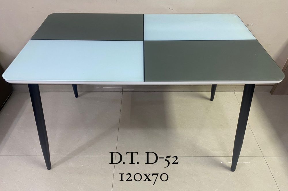 Modern Dining Table – D.T. D-52 (120x70 cm) | Dual-Tone Glass Top Design
