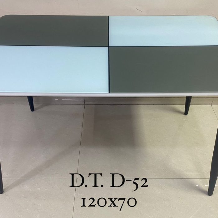 Modern Dining Table – D.T. D-52 (120x70 cm) | Dual-Tone Glass Top Design