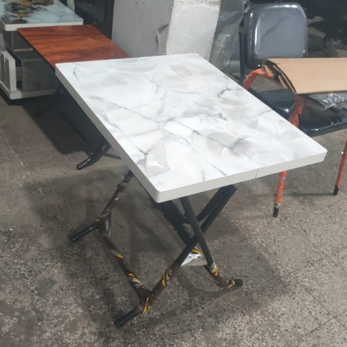 Multi-Purpose Folding Table – Marble Finish Top with Adjustable Metal Frame